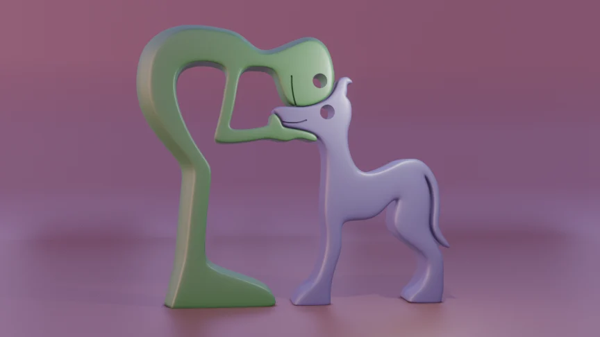 Man & Dog/ Cat Sculpture- Homage (et. al) DMcG