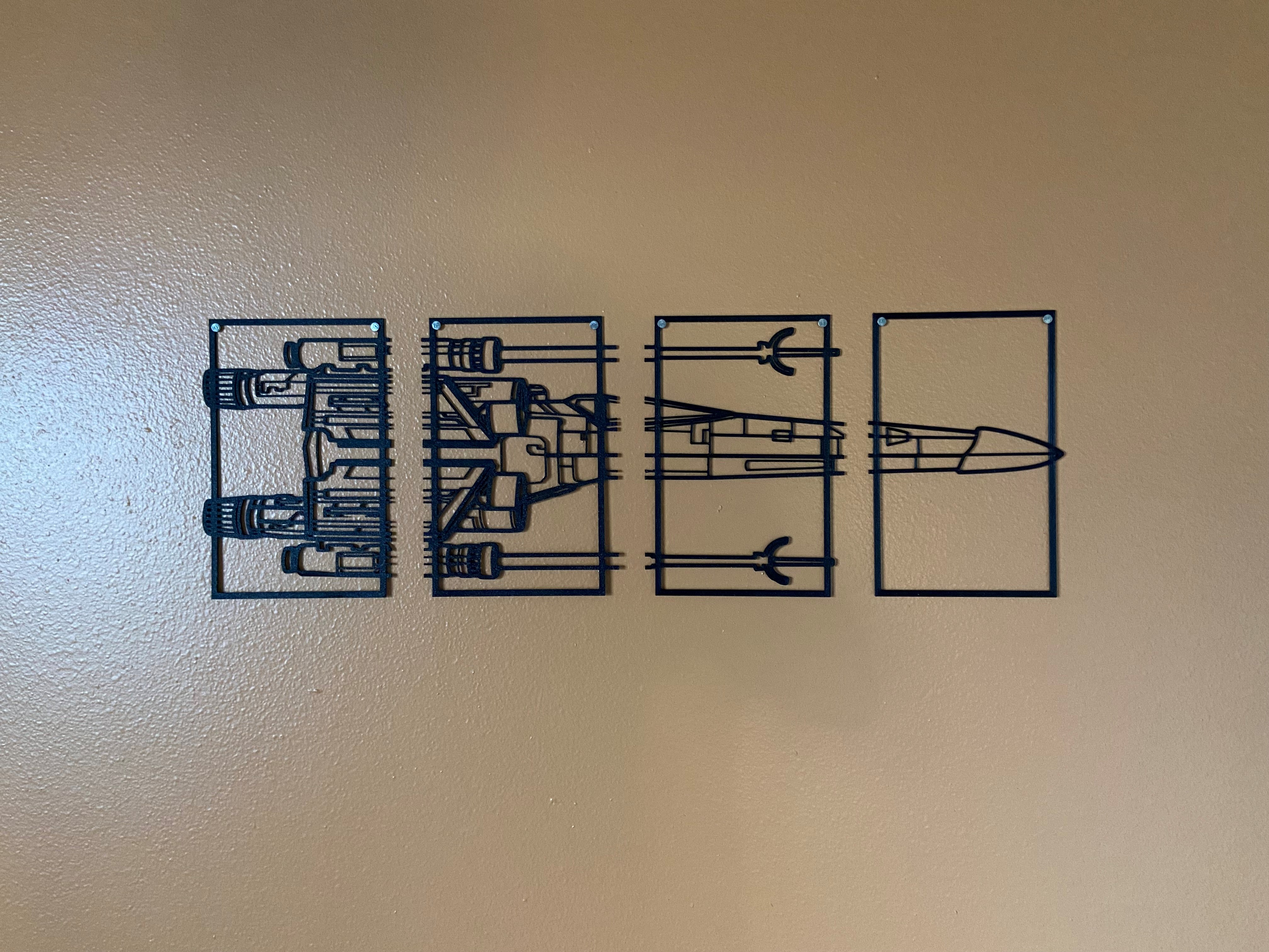 4 Piece of X-wing fighter 2D wall art
