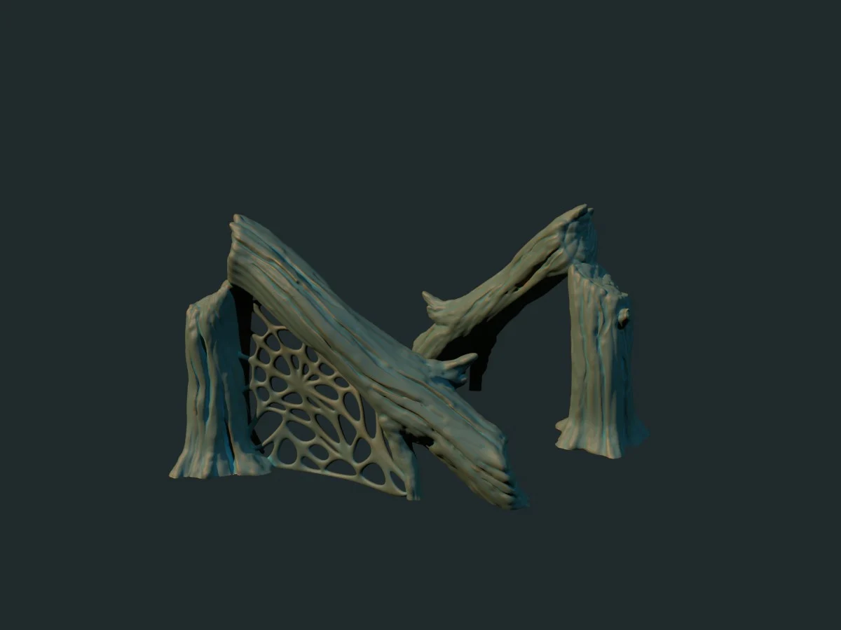 Broken tree with spider web (supportless, FDM friendly)