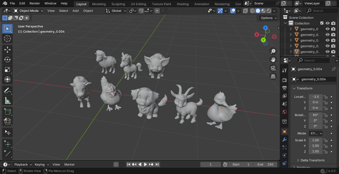 A Bundle of Low Poly 3D Farm Animals