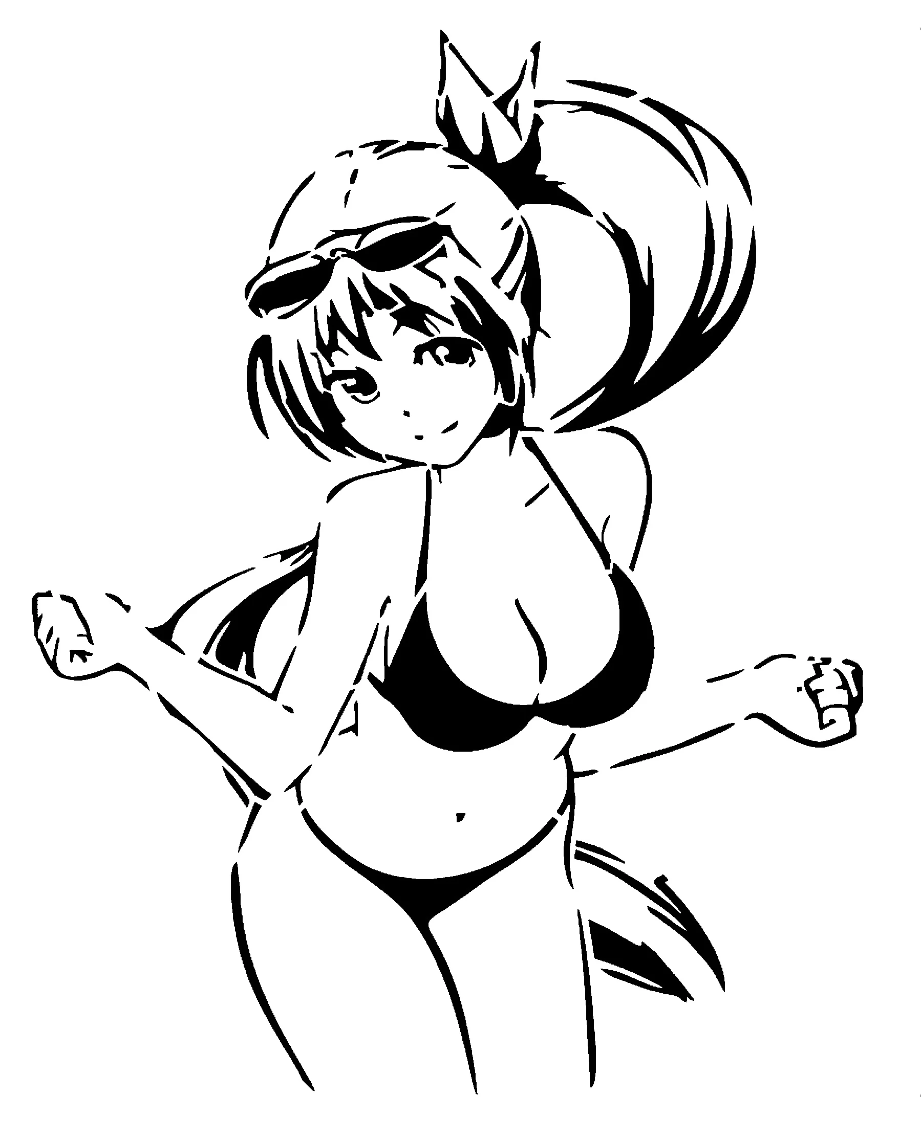 Anime beach girl stencil 5