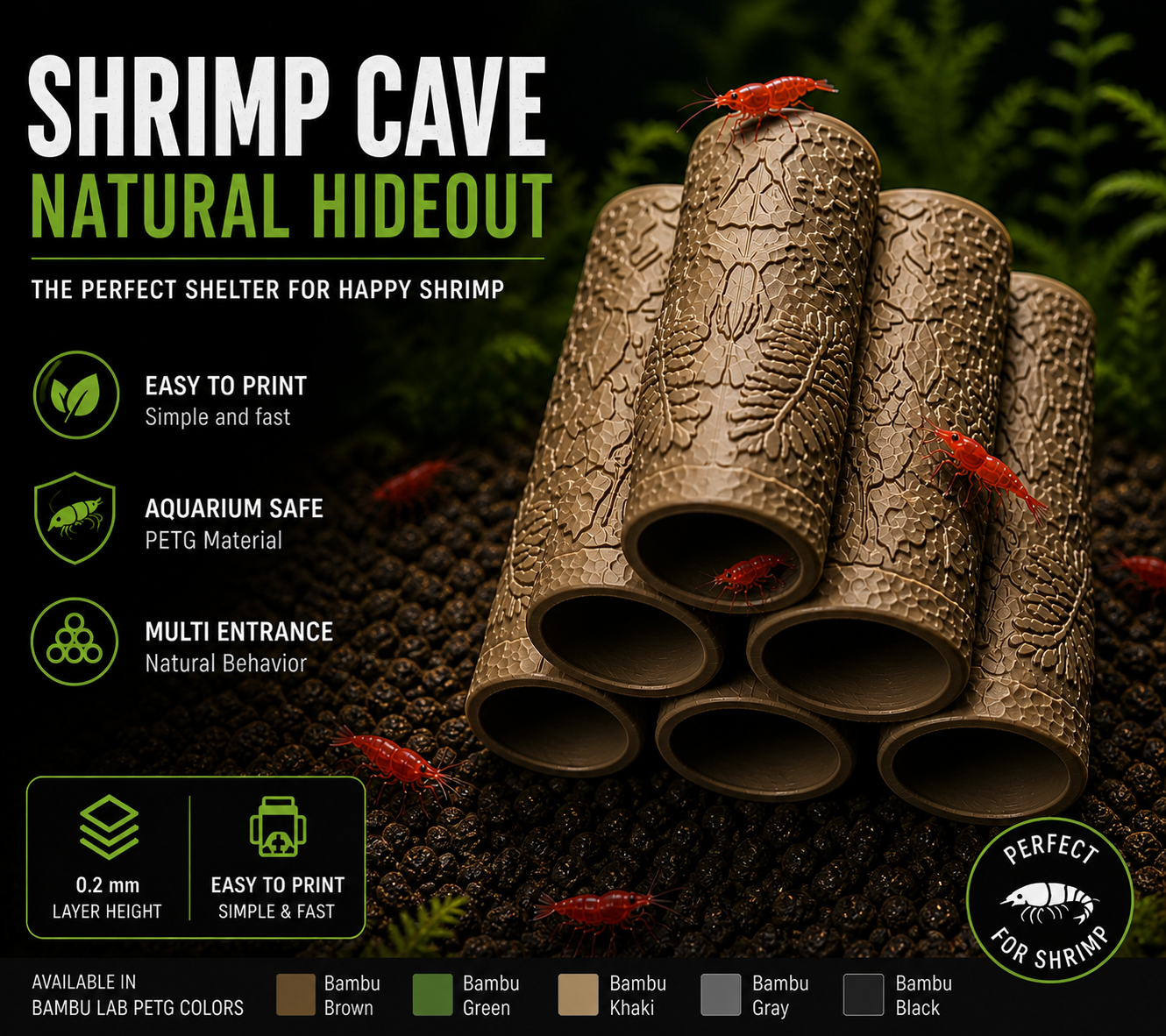Shrimp Cave Pyramid – Aquarium Hideout – Easy Print