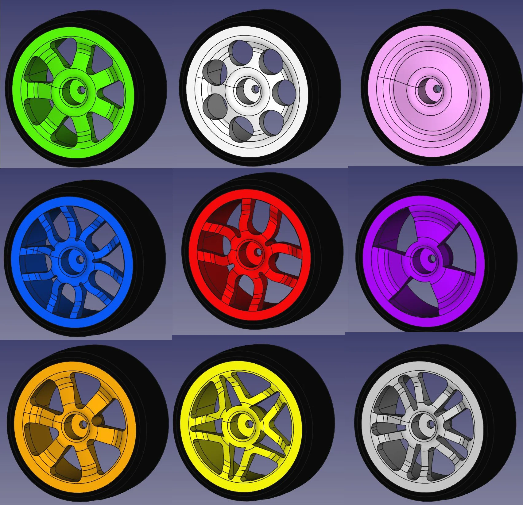 Wheels set for turnigy 4WD rally RC car, 9mm hex