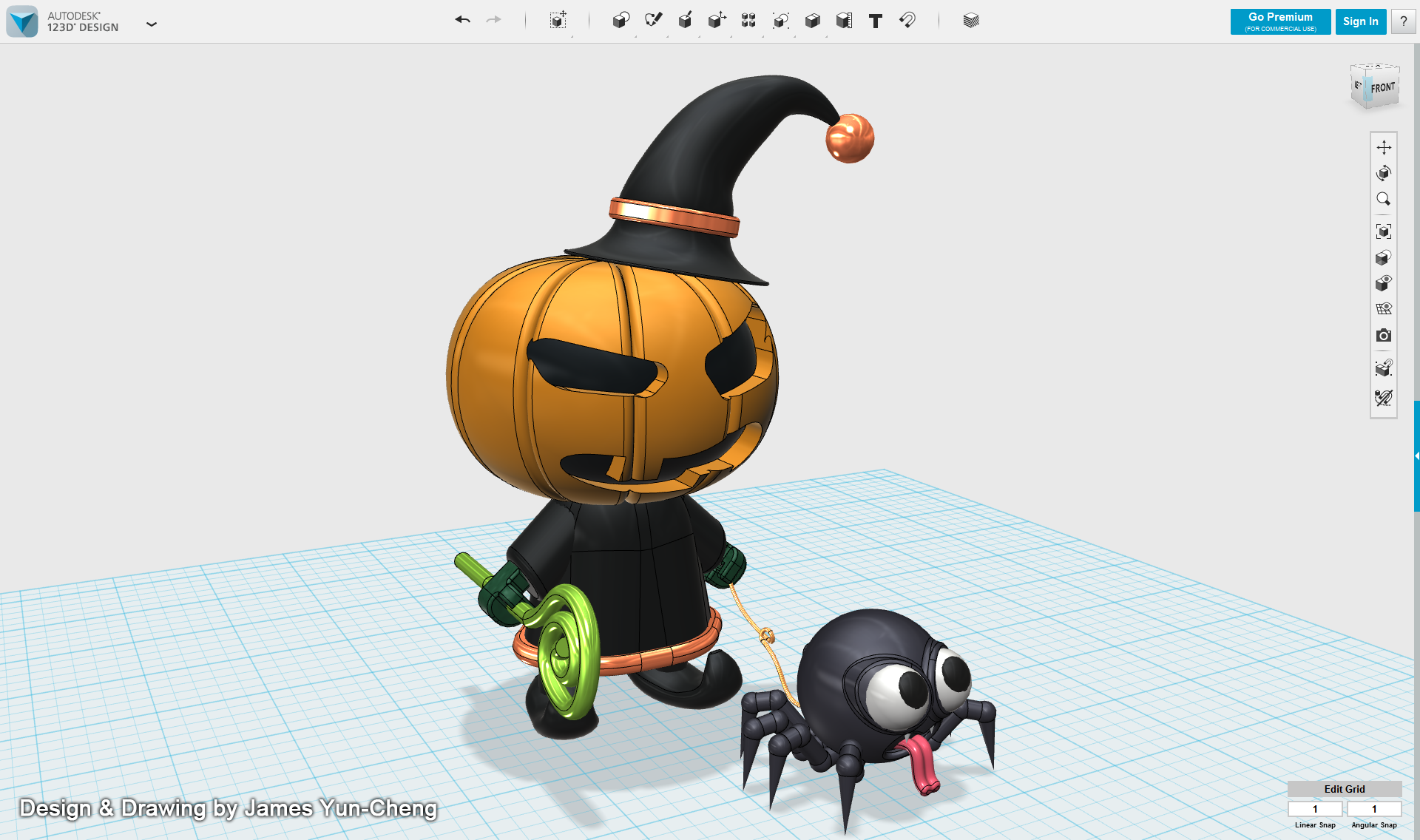 Pumpkin Wizard & Spider Figure