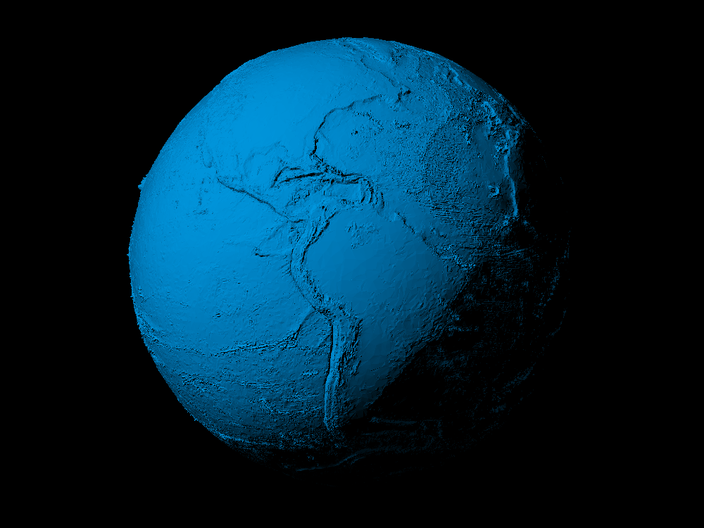 Earth with exaggerated topography scaled one in sixty million