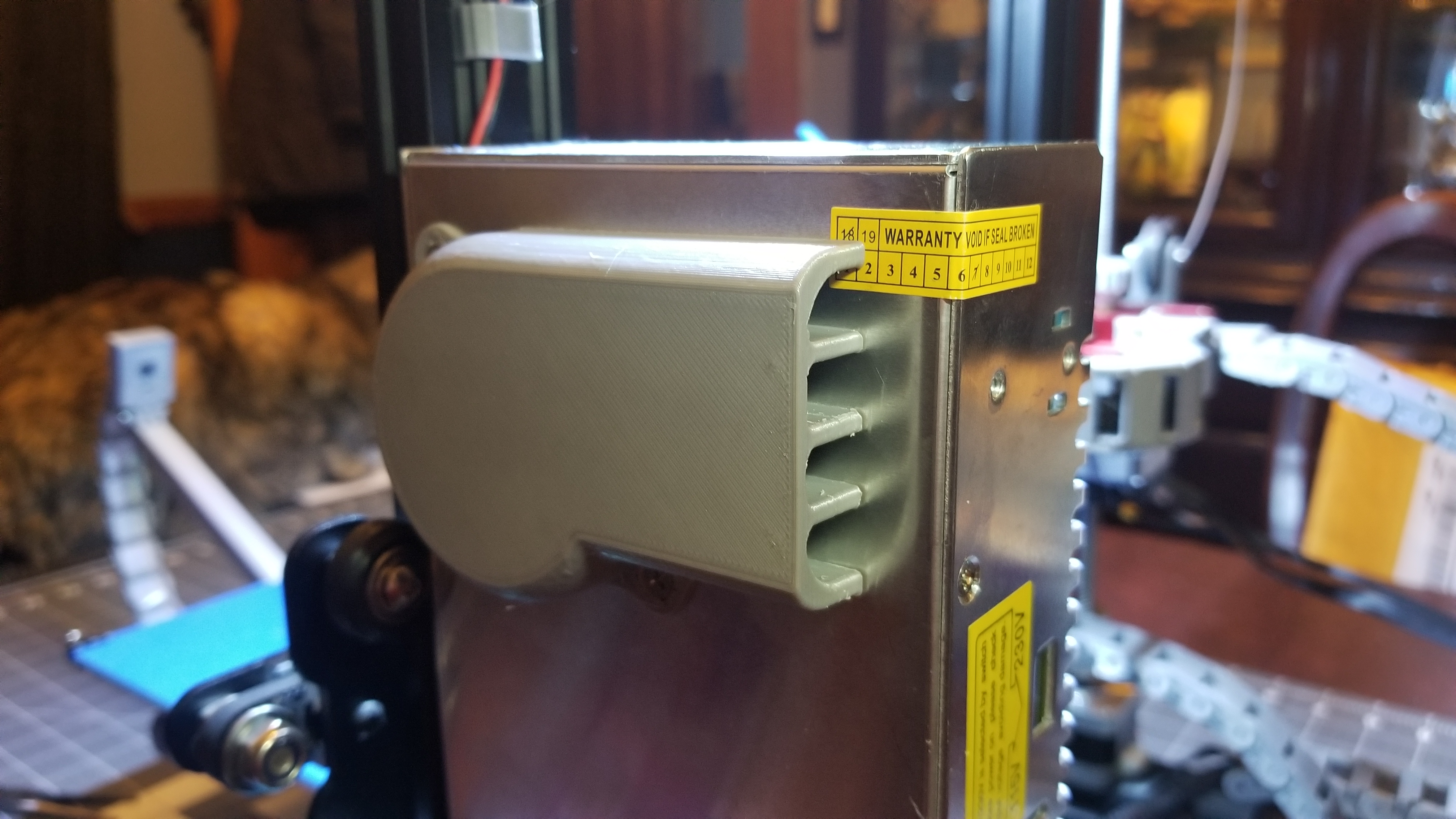 Ender 3 Stock & MeanWell Power Supply / PSU Fan Silencer Duct for Stock Screws