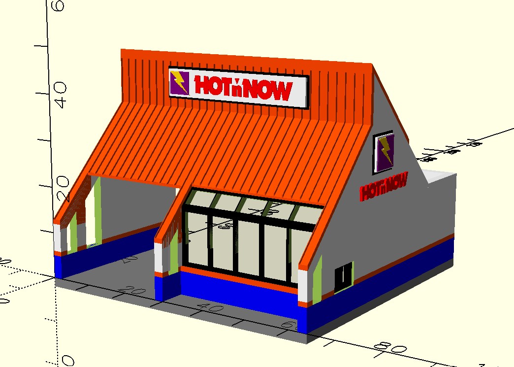 n scale - vintage and forgotten - fast food restaurant - Hot 'n Now