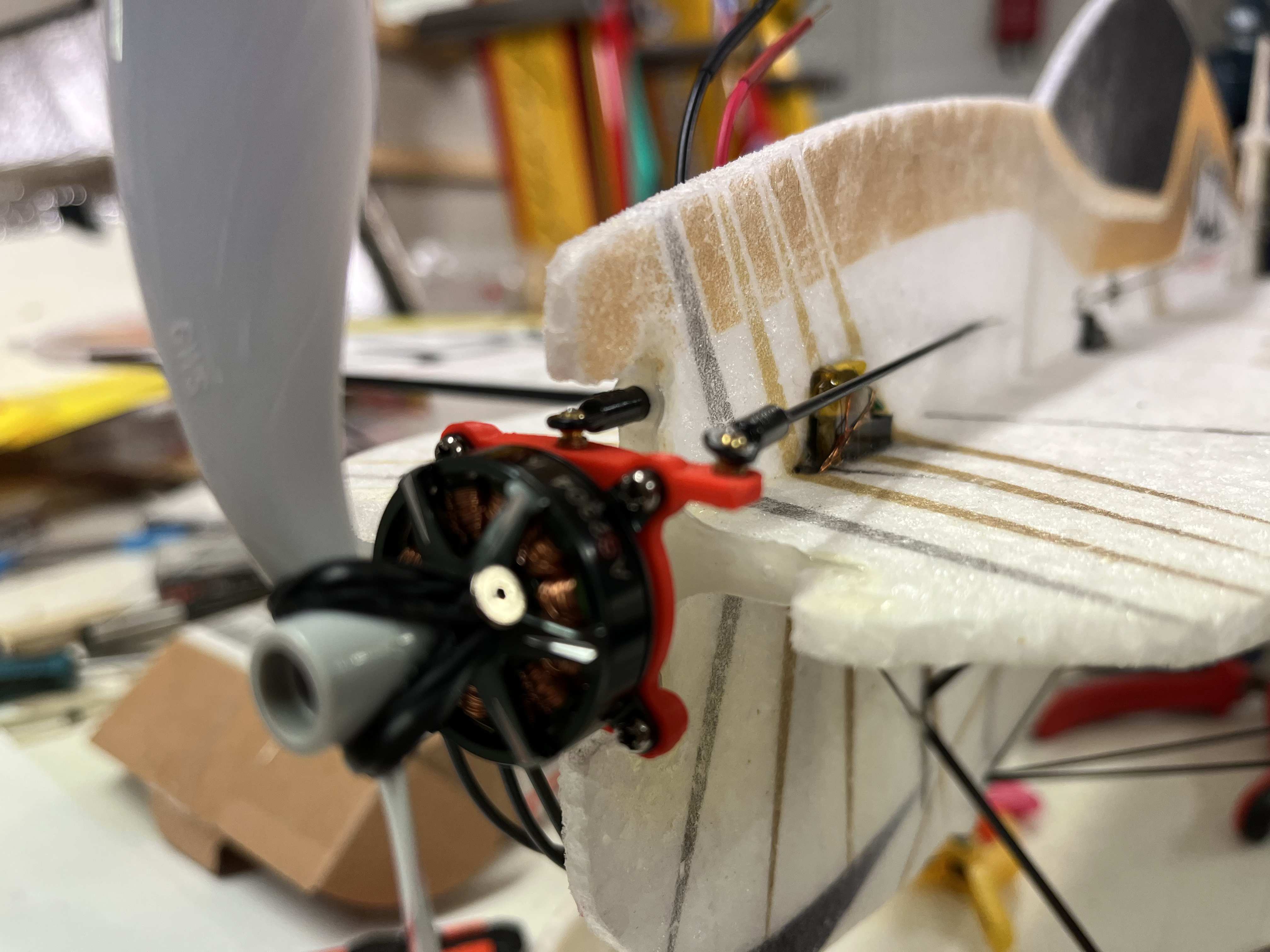 Spare thrust vectoring motor mount for RC-Factory Superlite indoor RC-planes