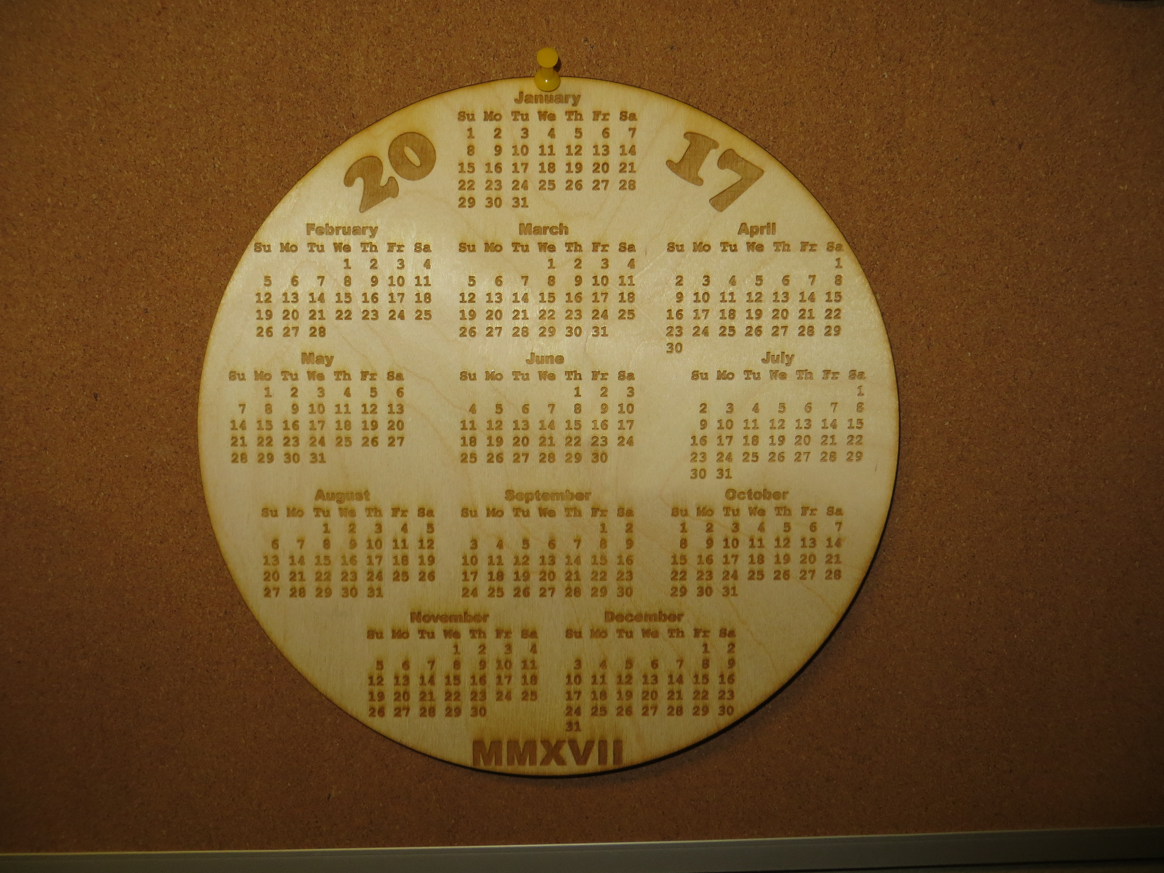 2017 Lasered Calendars.   4" Cubes.   10" Disc.