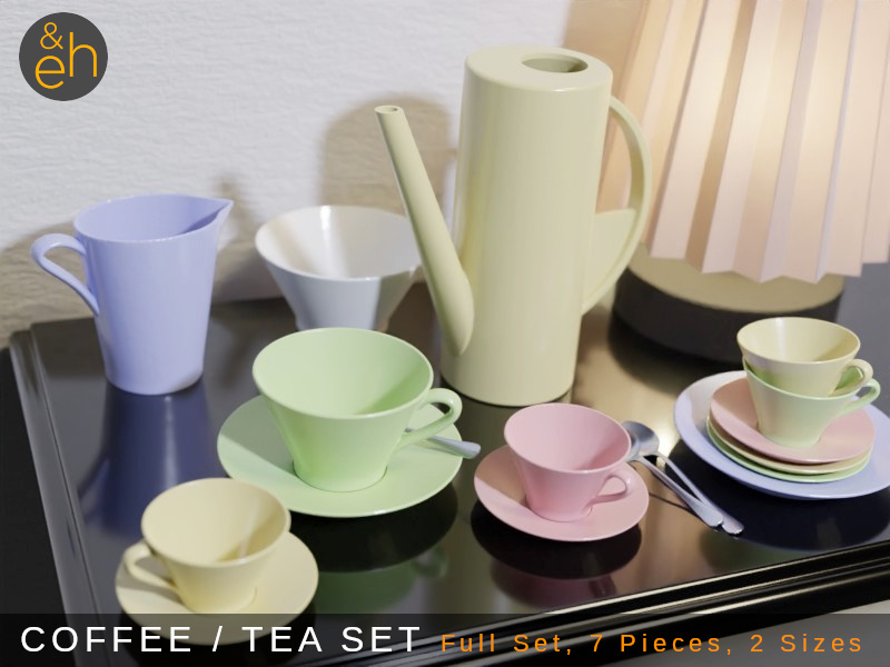 Coffee Set - Full set, 7 Pieces, 2 Sizes
