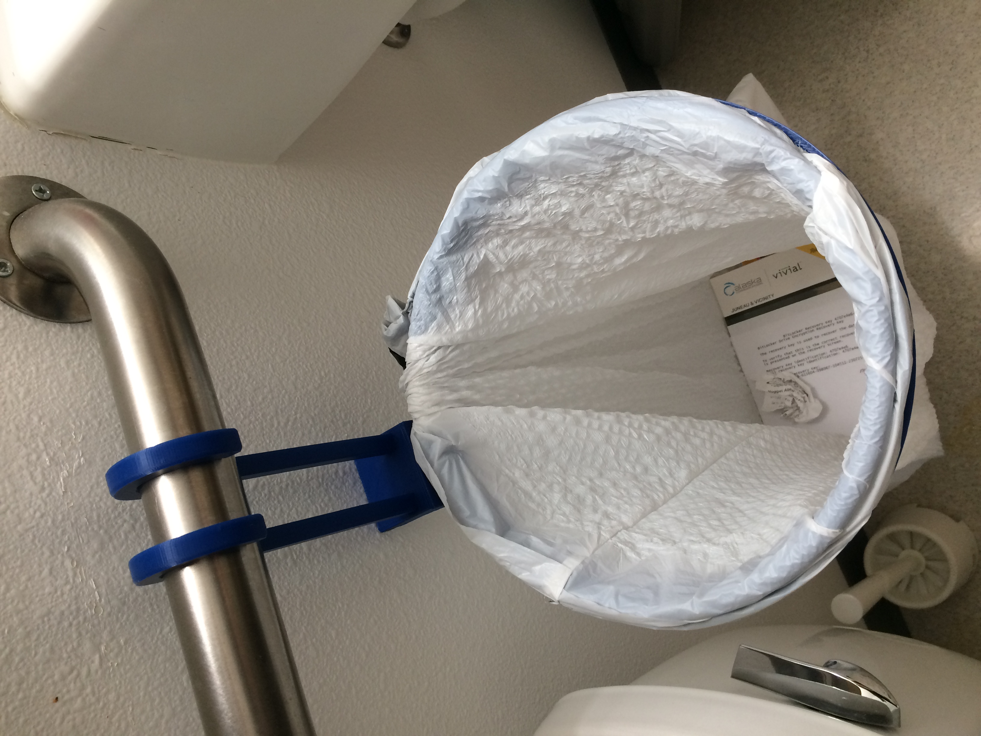 IMPROVED Handicap Grab Bar Trash Can / Bag Holder