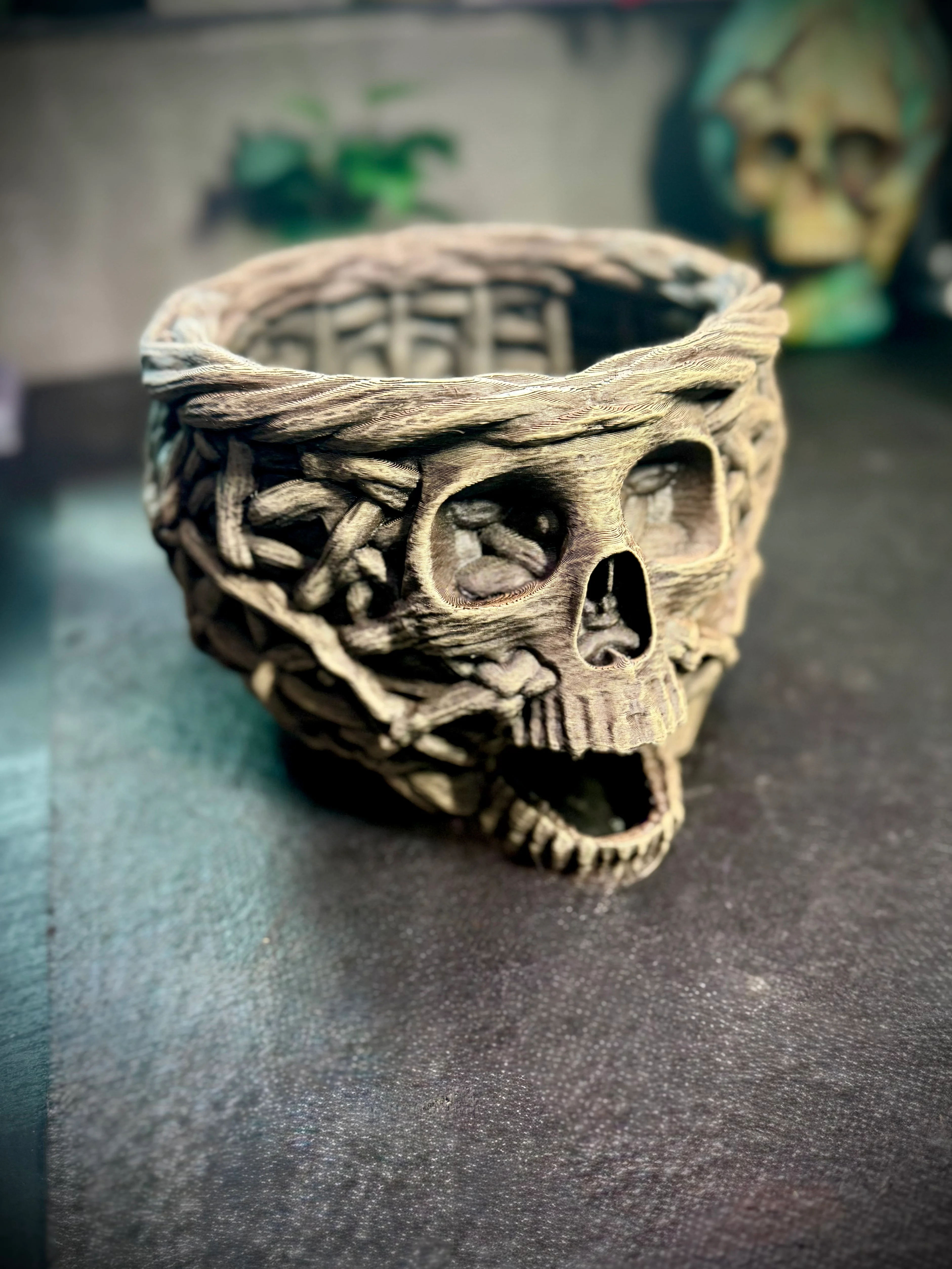 Skull weaved basket