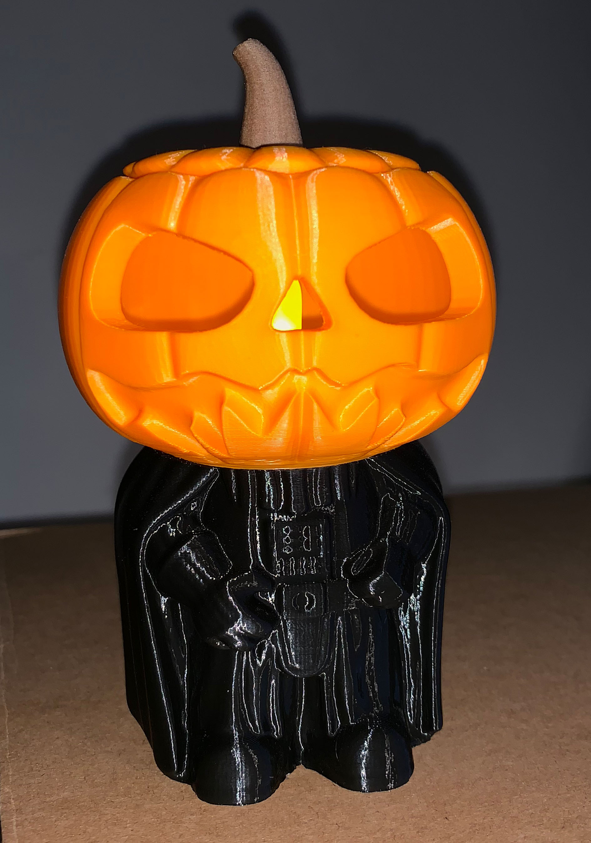 Darth Pumpkin Vader with battery tea light