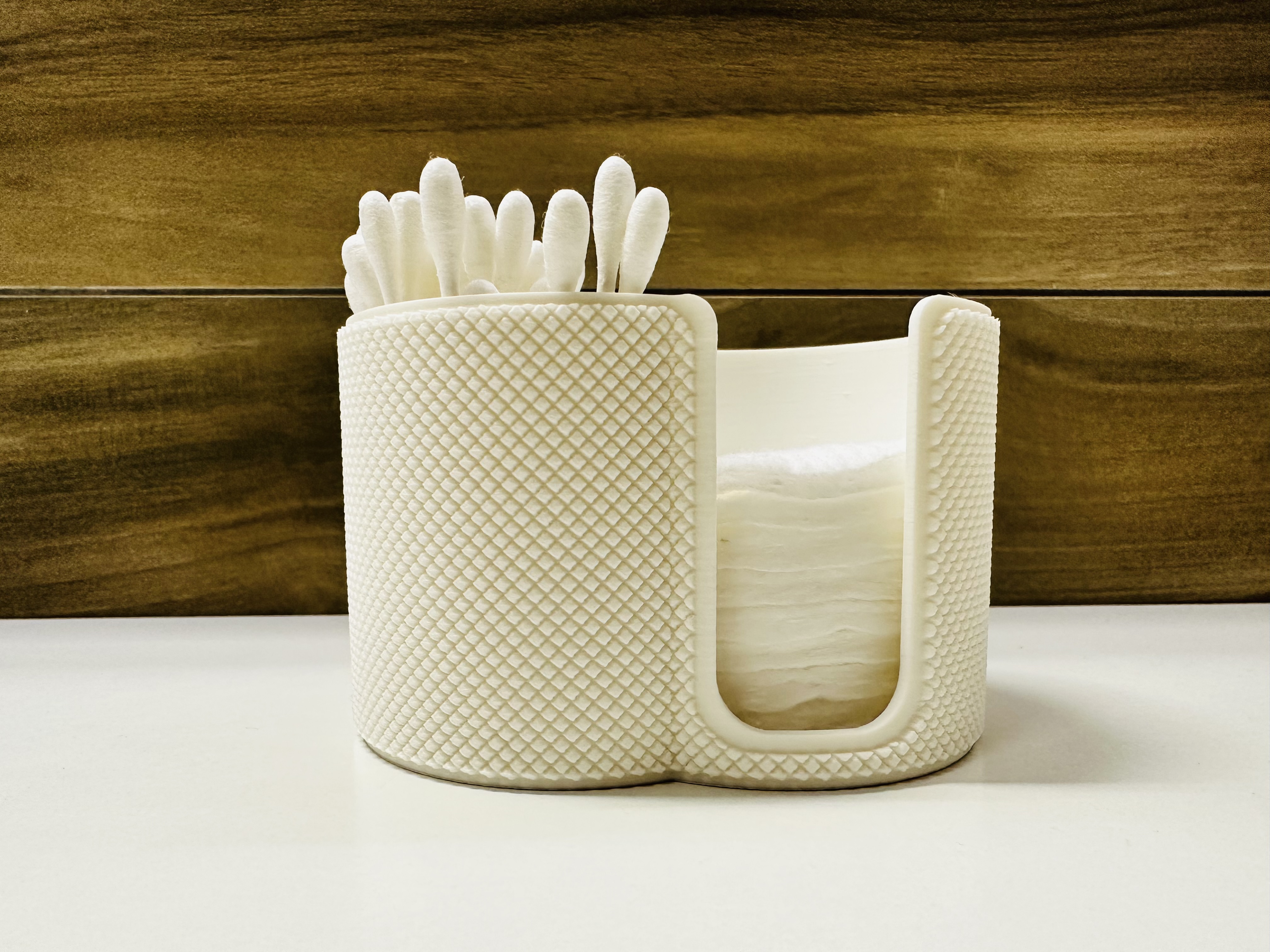 Textured stand for cotton swabsticks and discs