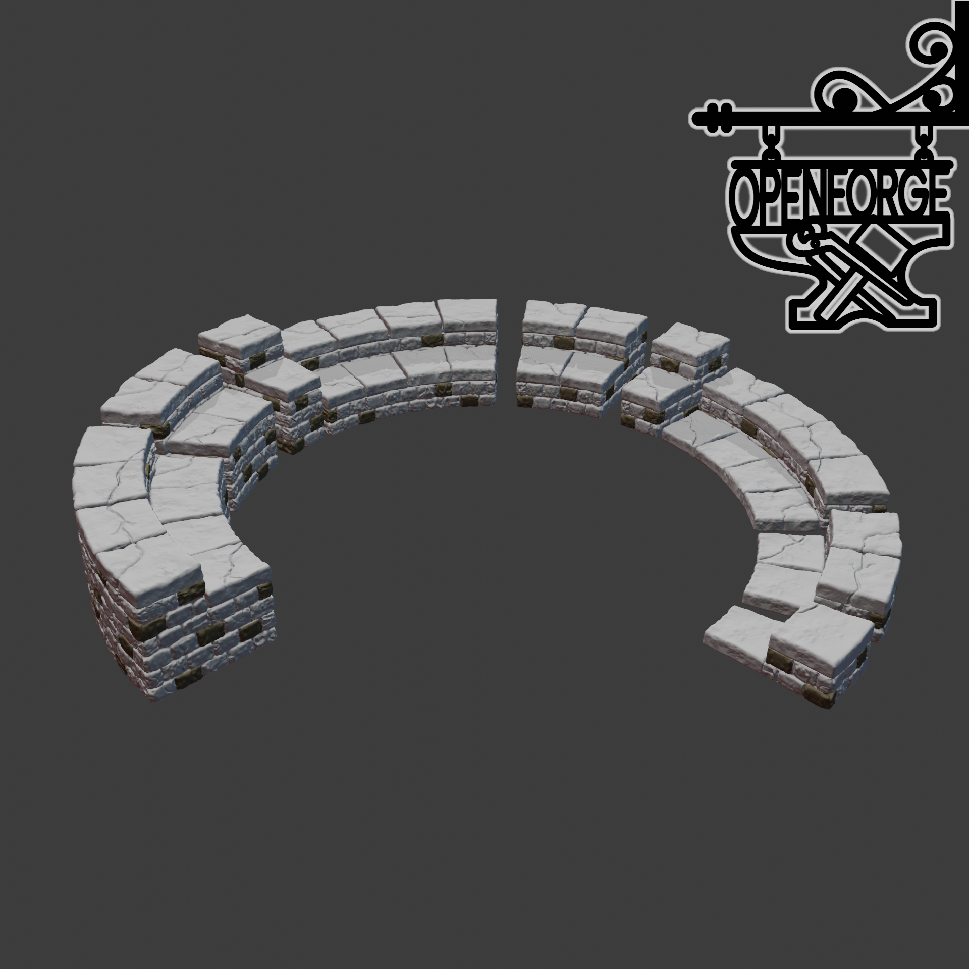 Dungeon Stone Curved Stairs, Radial (Patreon 2023-03 R3)