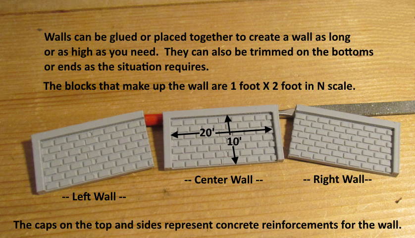 N Scale - 10 Foot X 20 Foot Stone Wall Sections