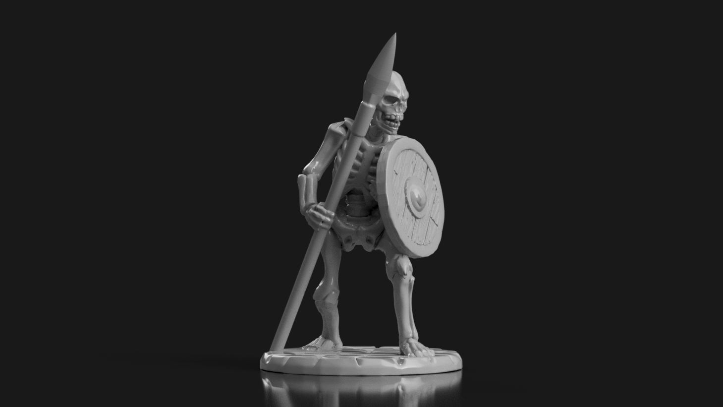 Living Bones with Short Spear and Shield