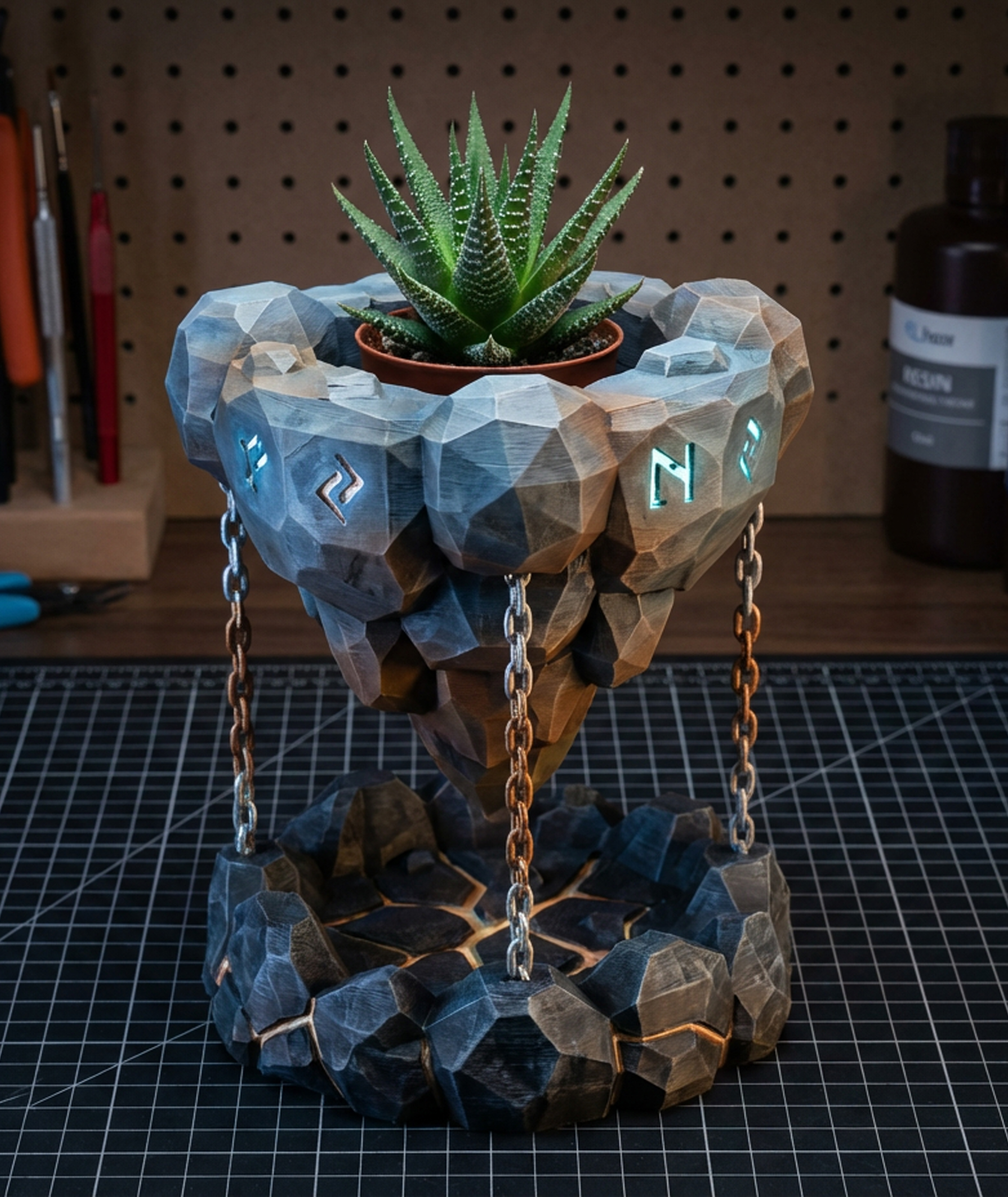 Floating Fantasy Island Planter  | Magic Runes Pot