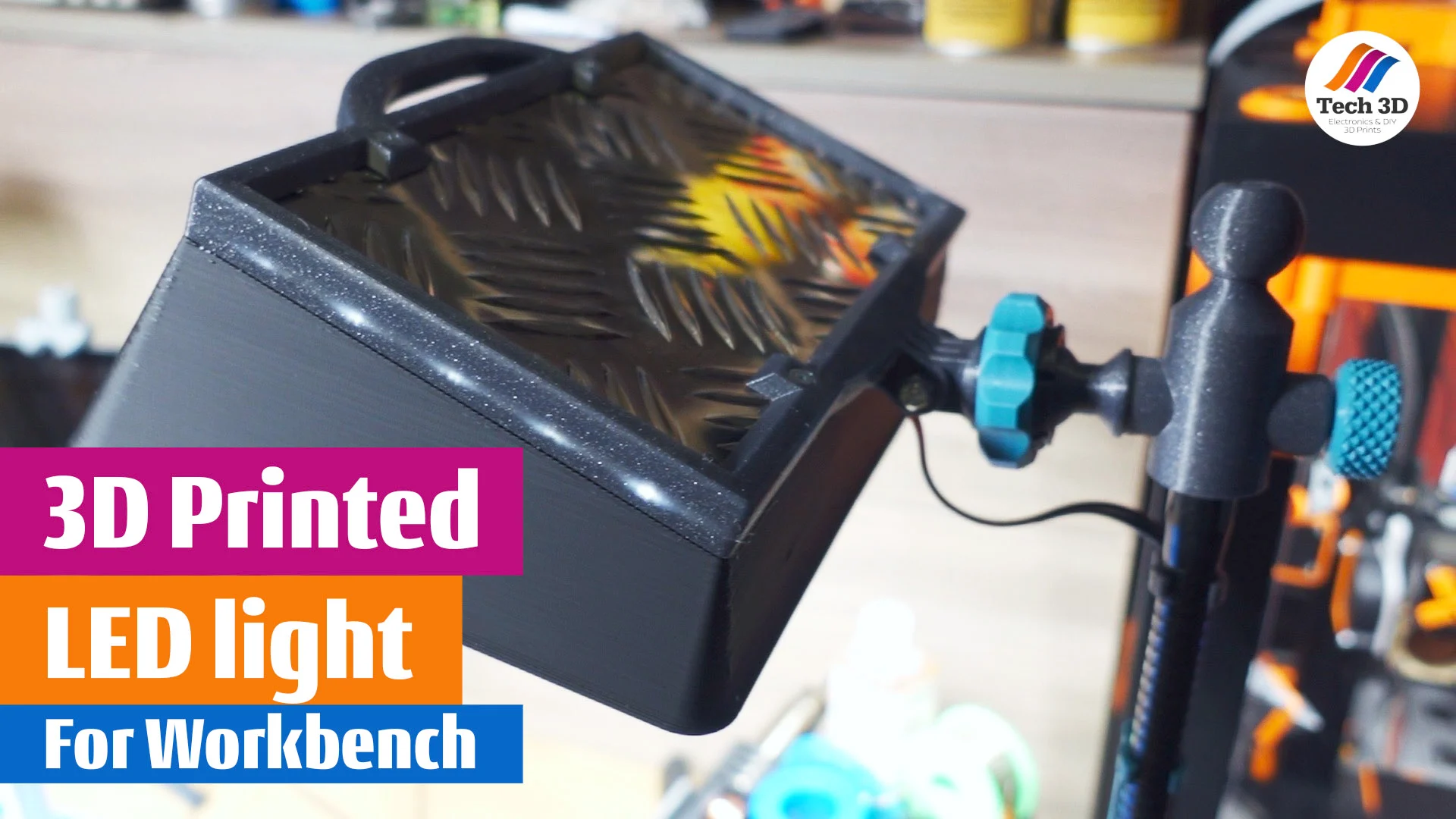 LED Strip Light Panel 3D Printed for Workbench on Manfrotto flexible arm