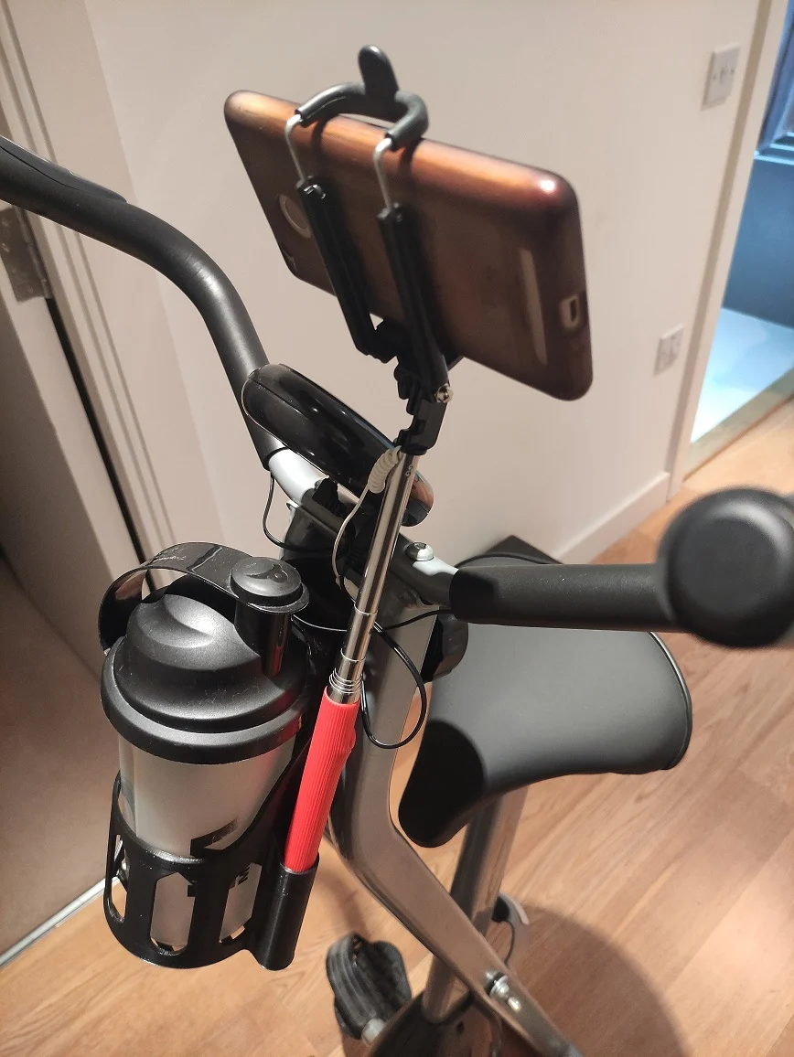 Protein Shaker + Selfie Stick Mount for V-Fit Folding Exercise Bike