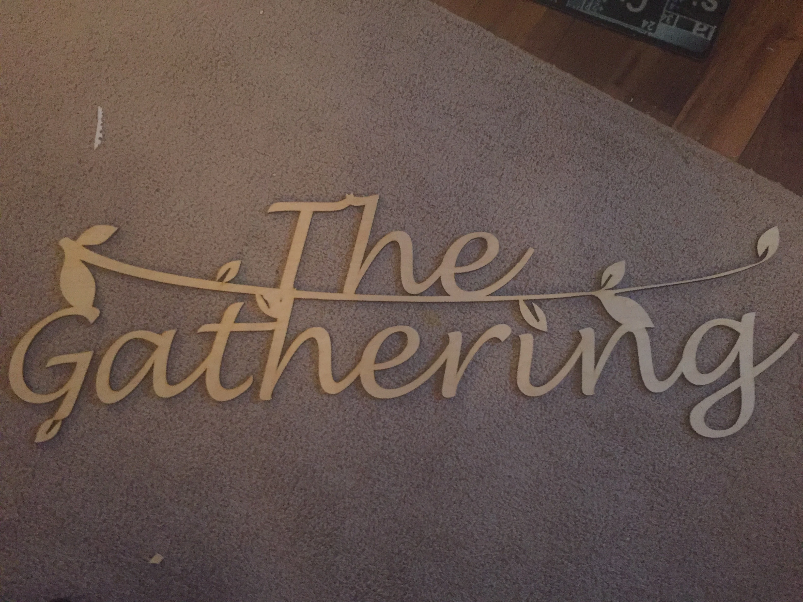 The Gathering laser cut sign