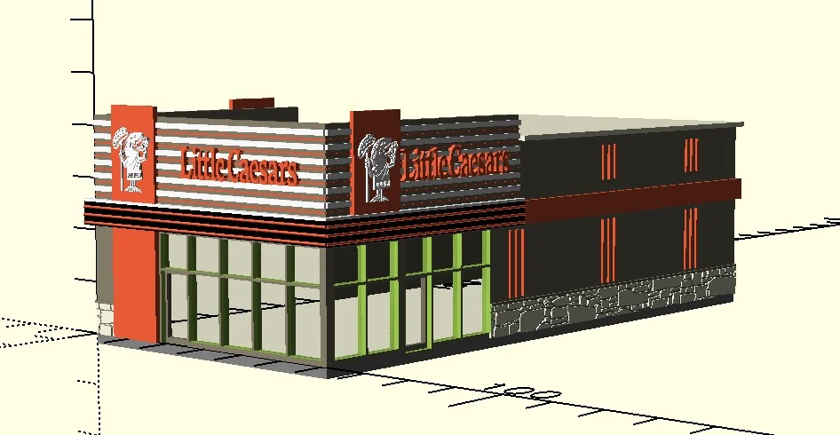 n scale - vintage and forgotten - fast food restaurant - little caesars pizza