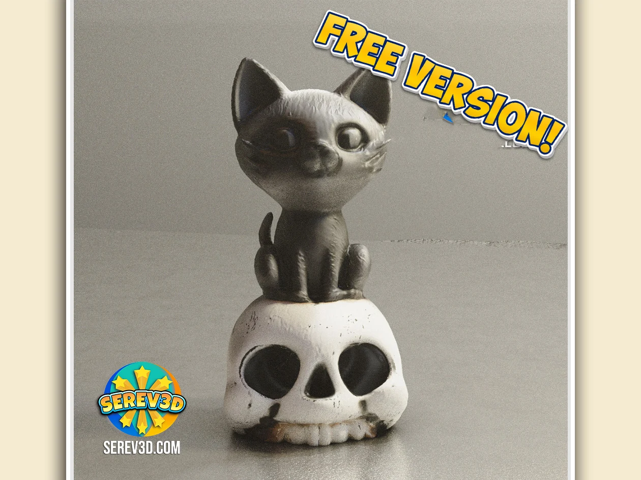 Cat on Skull-Serev3d