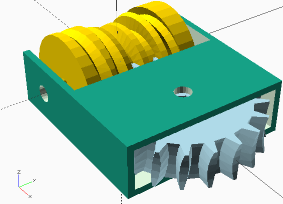 globoid worm gear drive - parametric OpenSCAD code with large ratio range