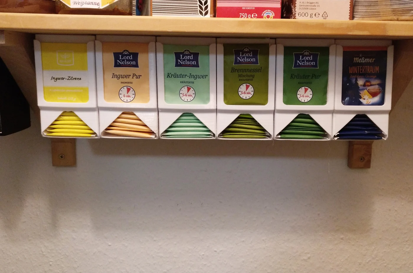 Tea Dispenser (top-mounted) Tea Bag Storage Holder slidable Box Tee Spender