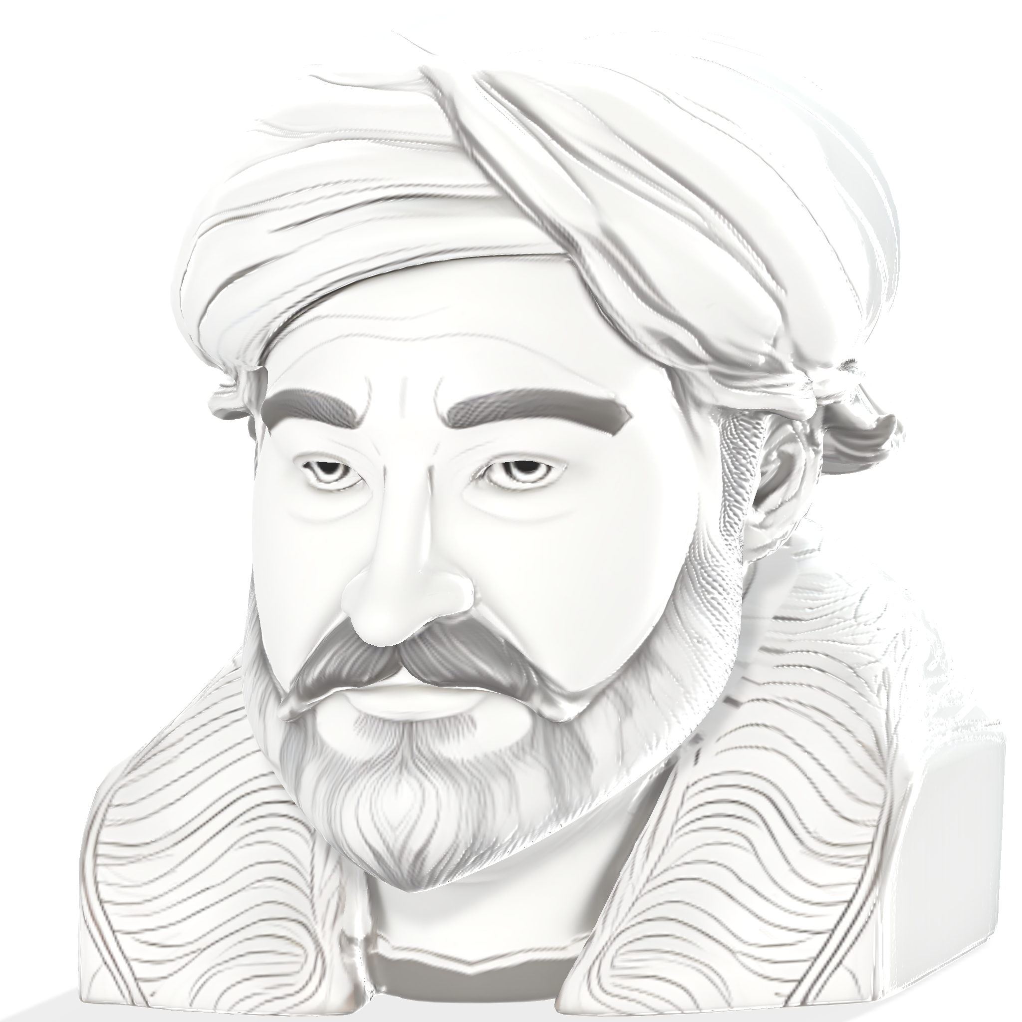 Turbaned Sage Monochrome Portrait Bust