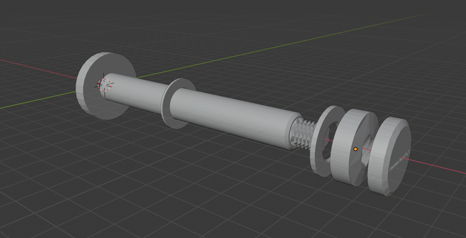 Kayak cart wheel axle shaft with spacers, nut, and cap