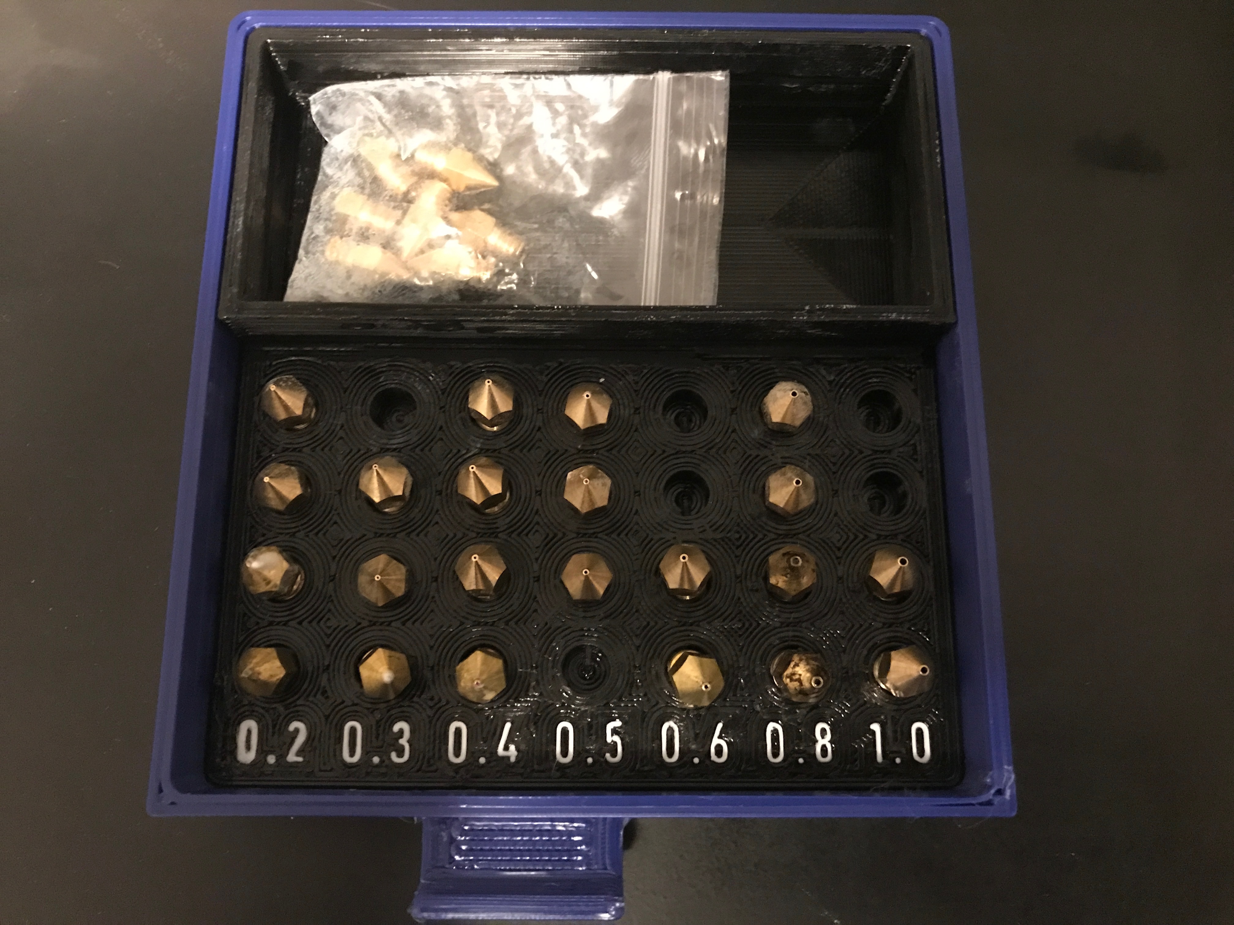 Nozzle Storage and Organization for Ender 3 Double Drawer