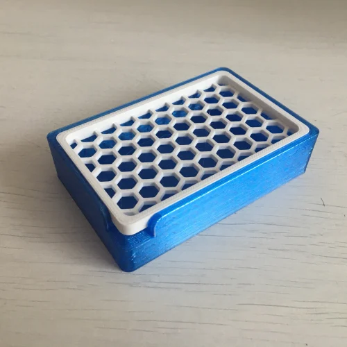 Soap dish with honeycomb top pattern