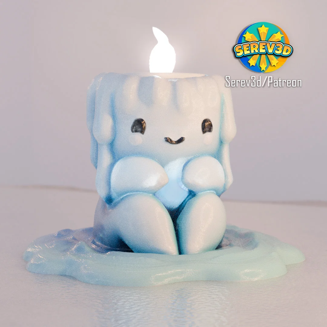 Cute Melting Ice Candle Holder-NO SUPPORTS-Serev3D