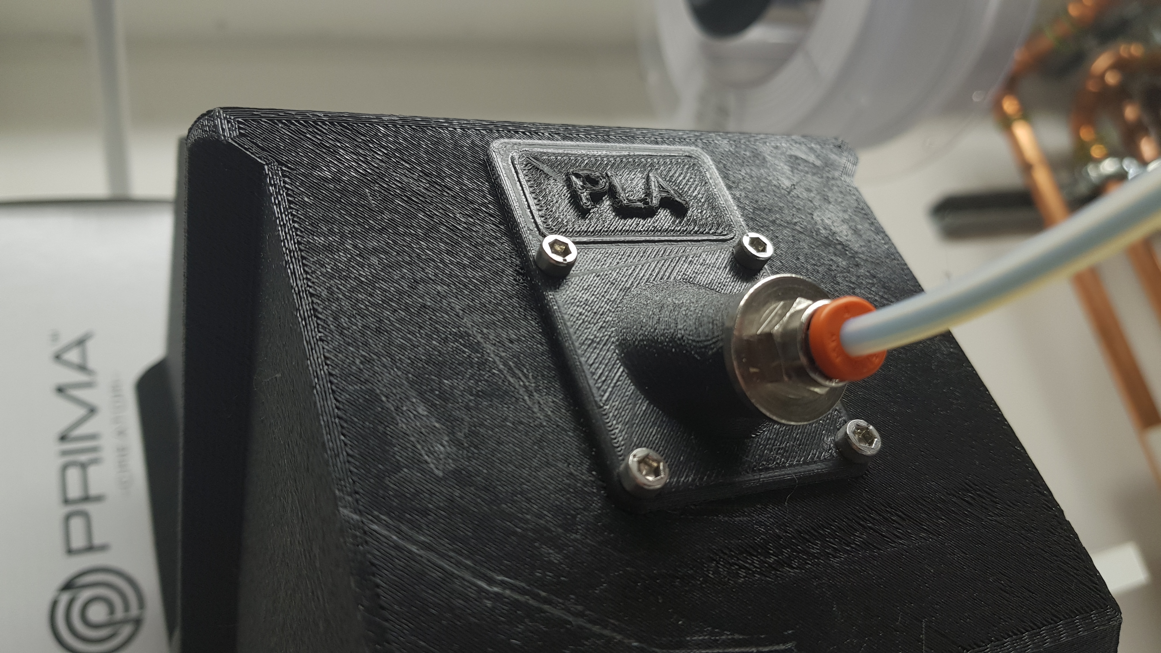 PTFE push connector mount with filament label/colour