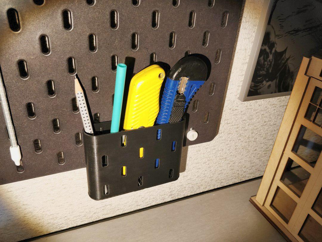 IKEA pegboard container for pens and tools