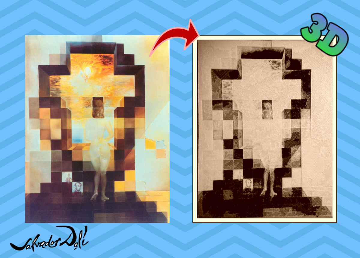 Dibujo 3D Dalí      (Lincoln/Gala desnuda mirando el mar)