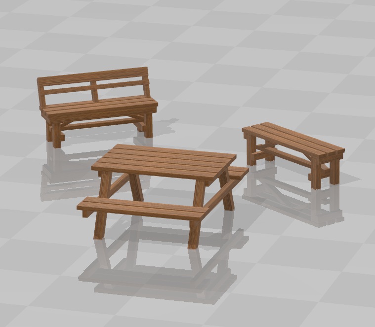 Park bench set H0 scale