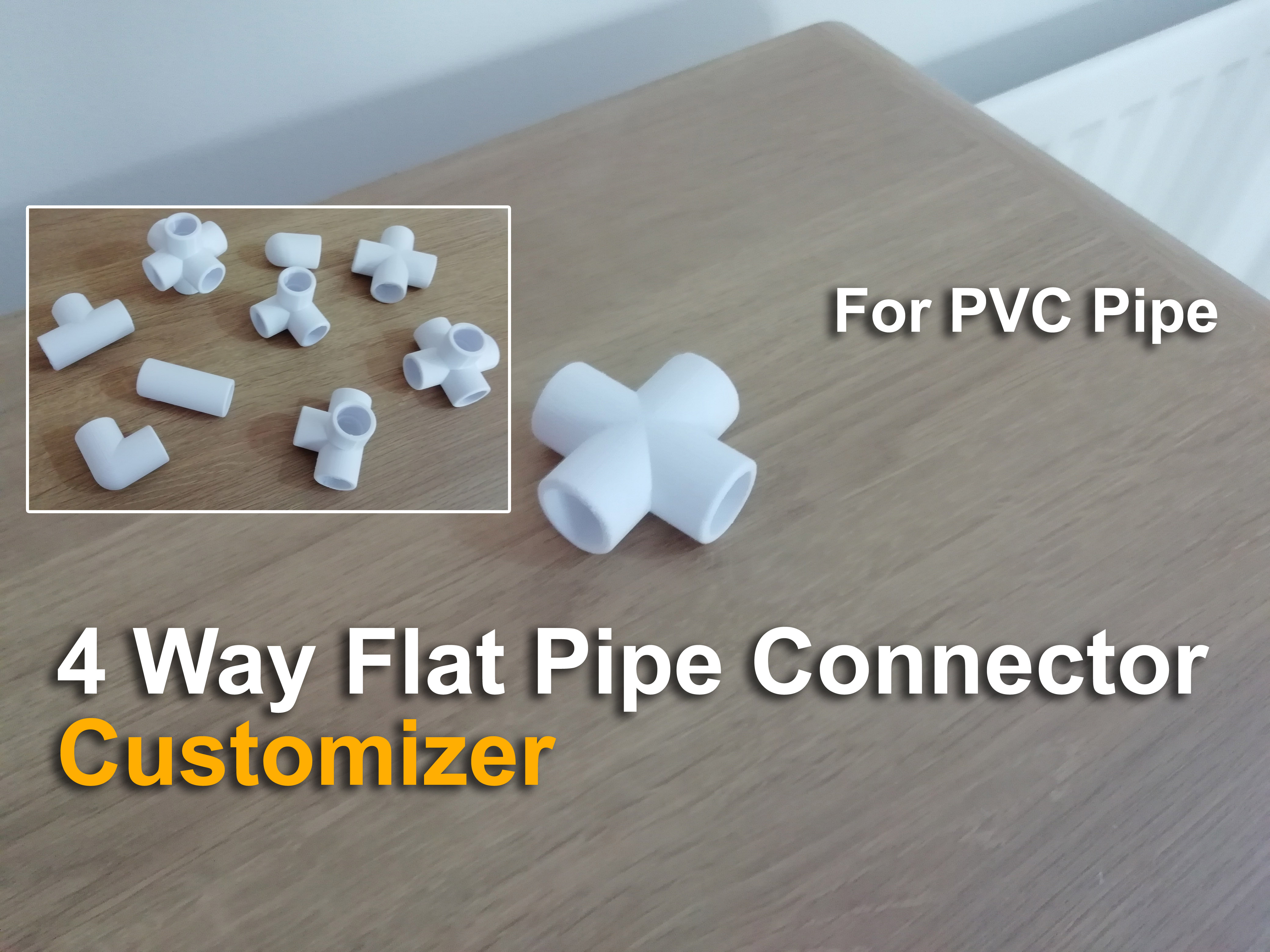 4 Way Flat Pipe Connector - Customizer