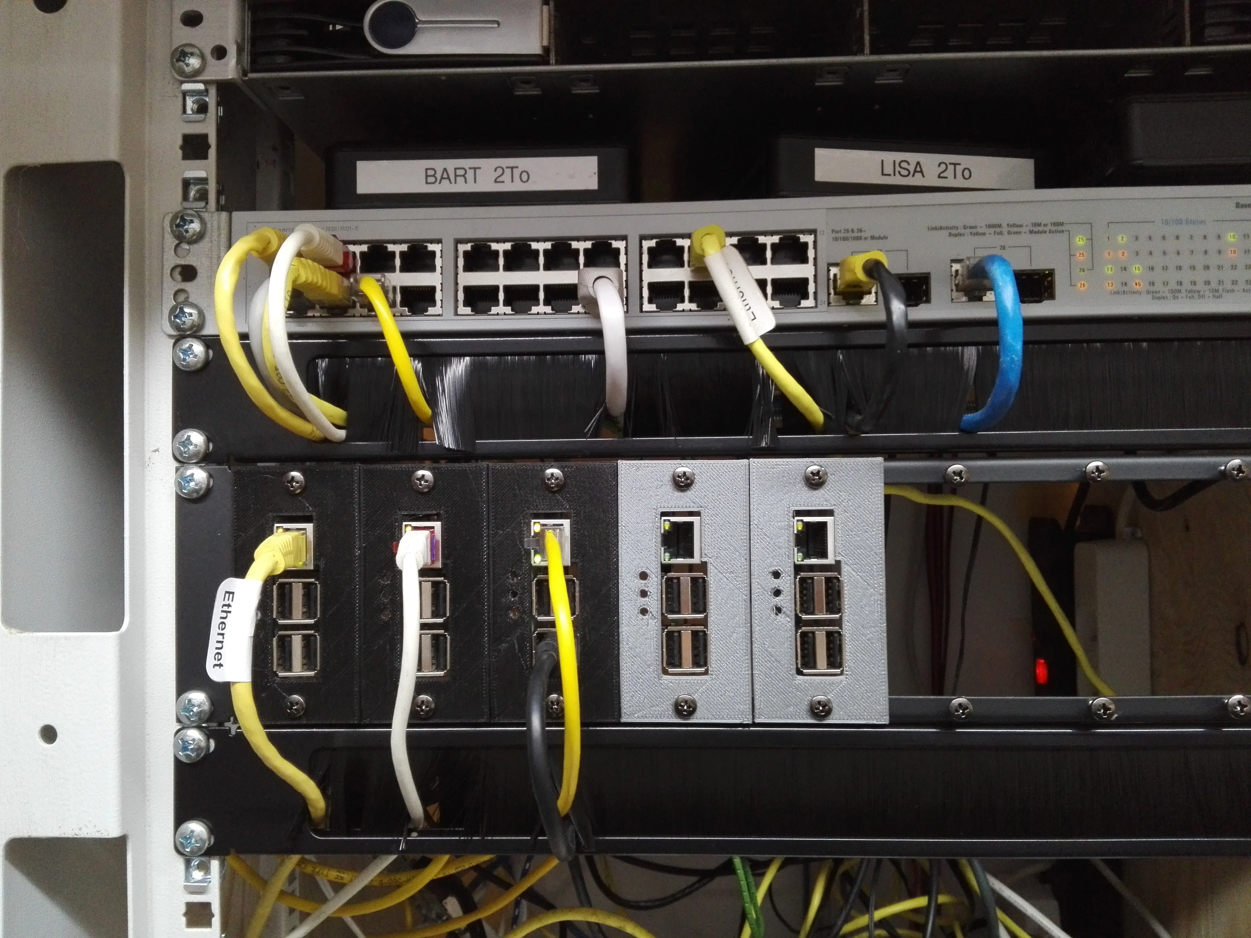 Rack for Raspberry Pi 0, 1B, B+, 2 and 3 on a modular system 19" 2U