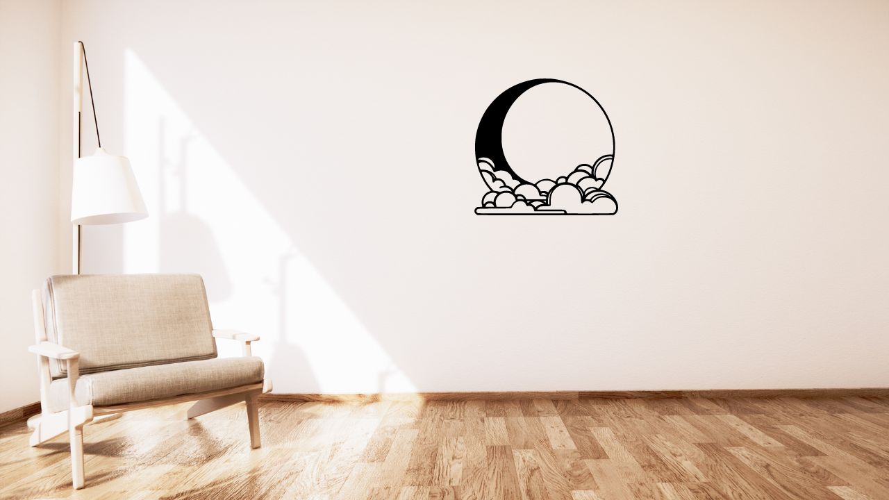 Moon behind the clouds wall or table decoration