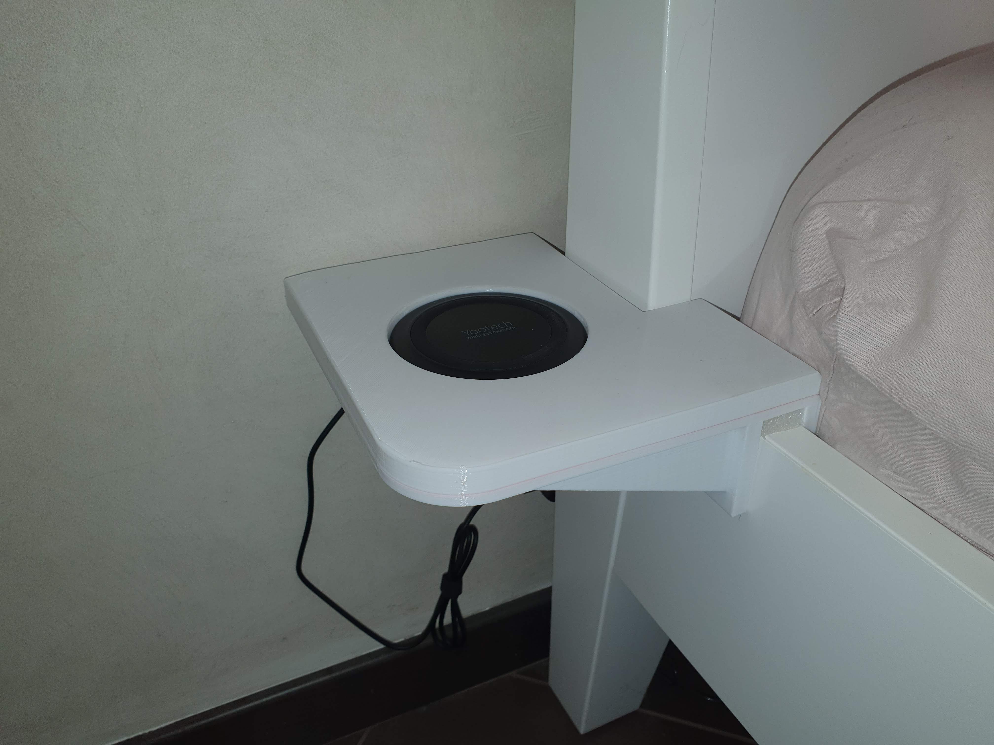 Bedside table with embedded wireless charger