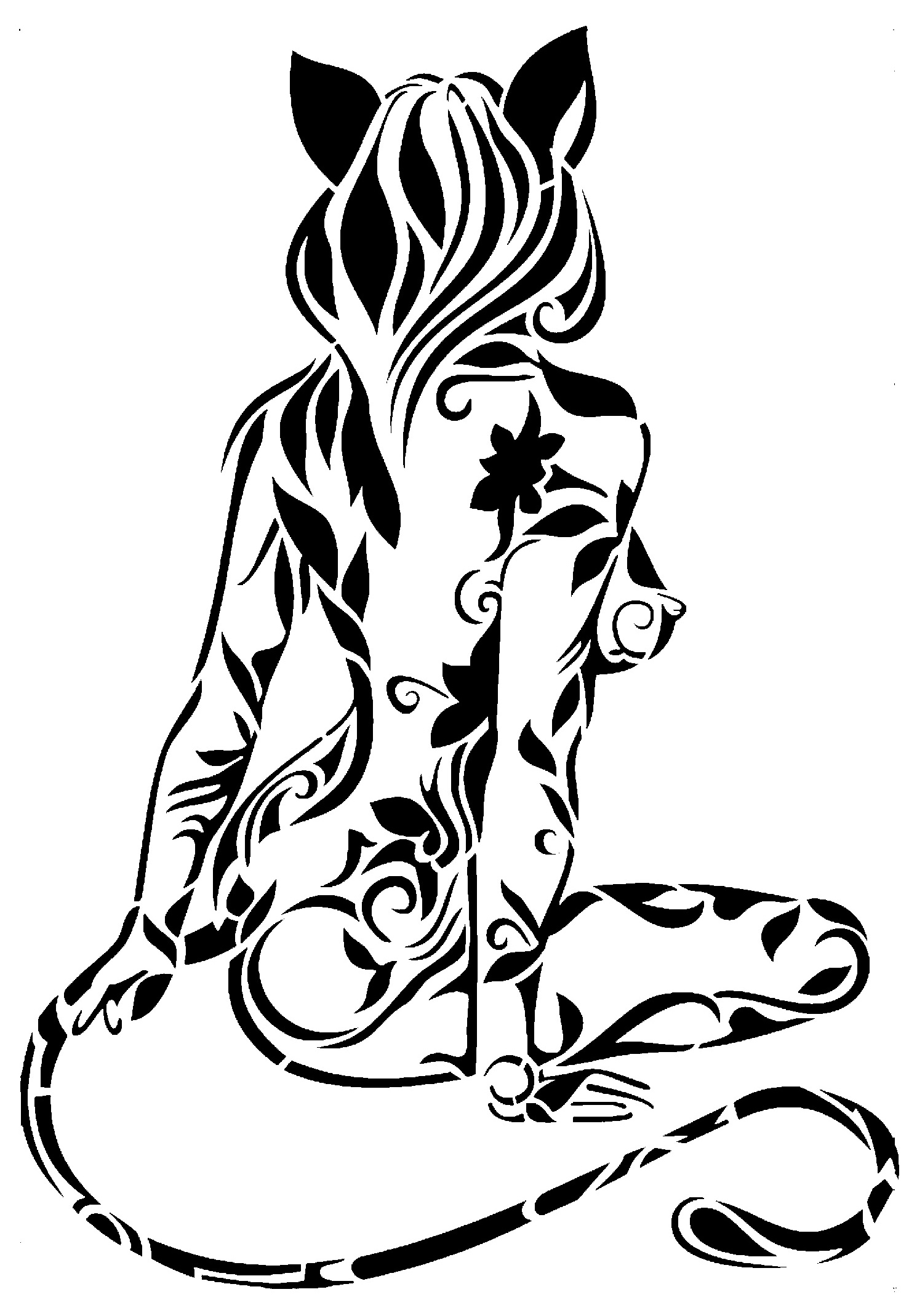 Tribal Cat Girl stencil