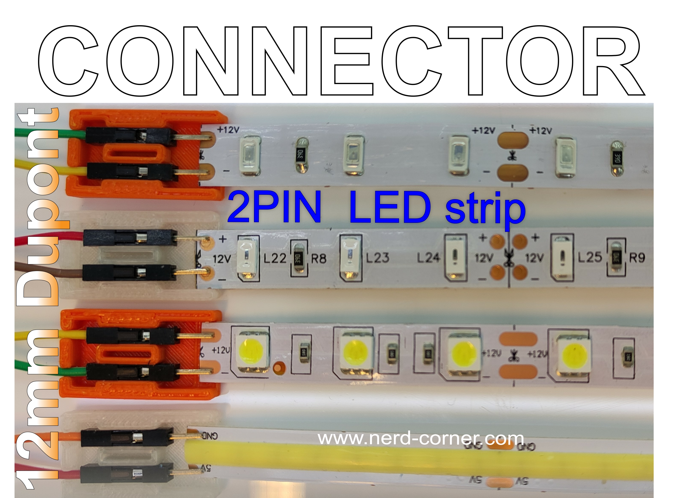 Connector 2PIN LED strip 12mm Dupont