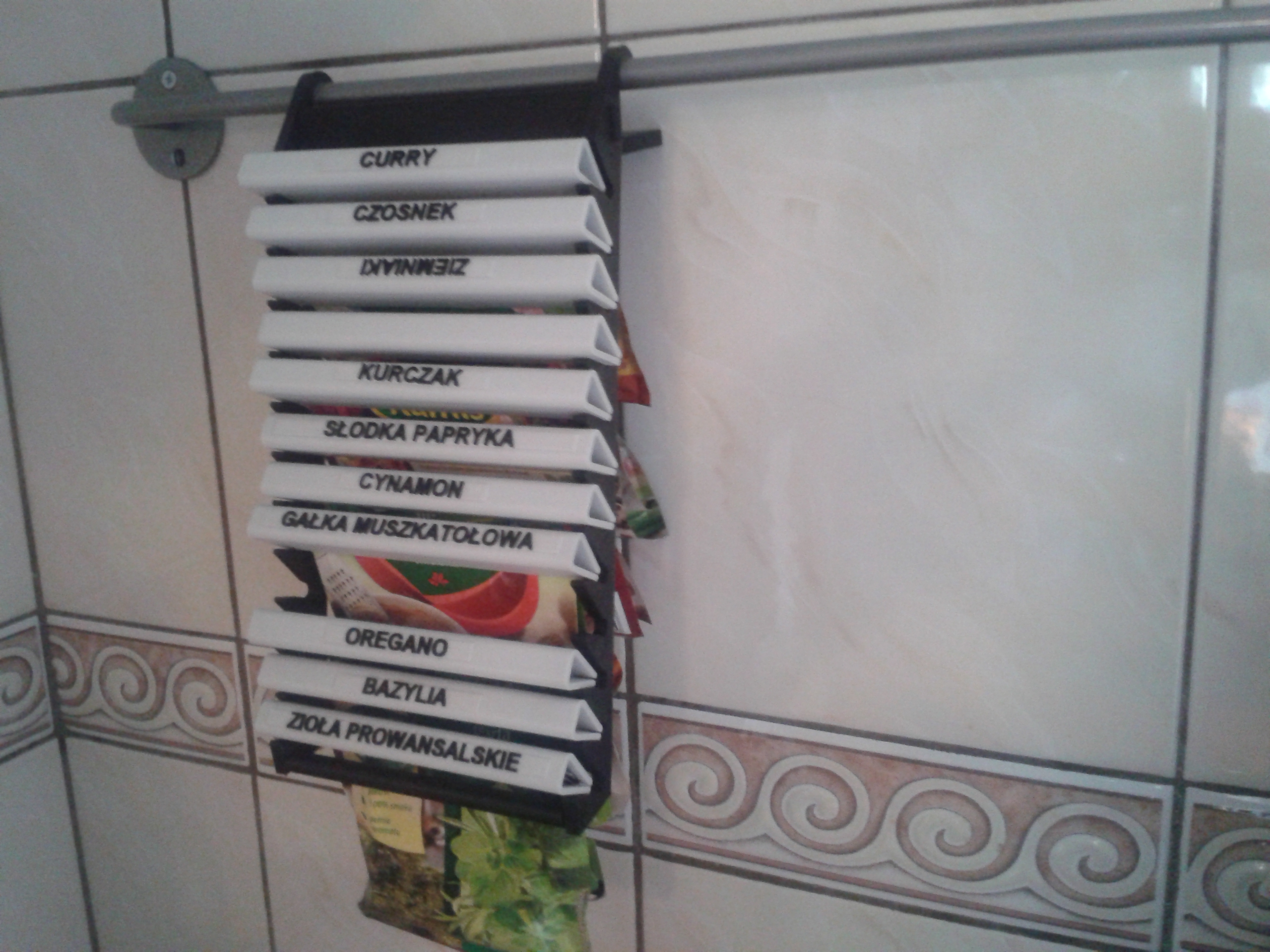 Hanging spices organizer on IKEA rail BYGEL