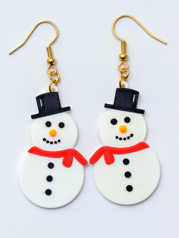 Snowman Christmas earrings
