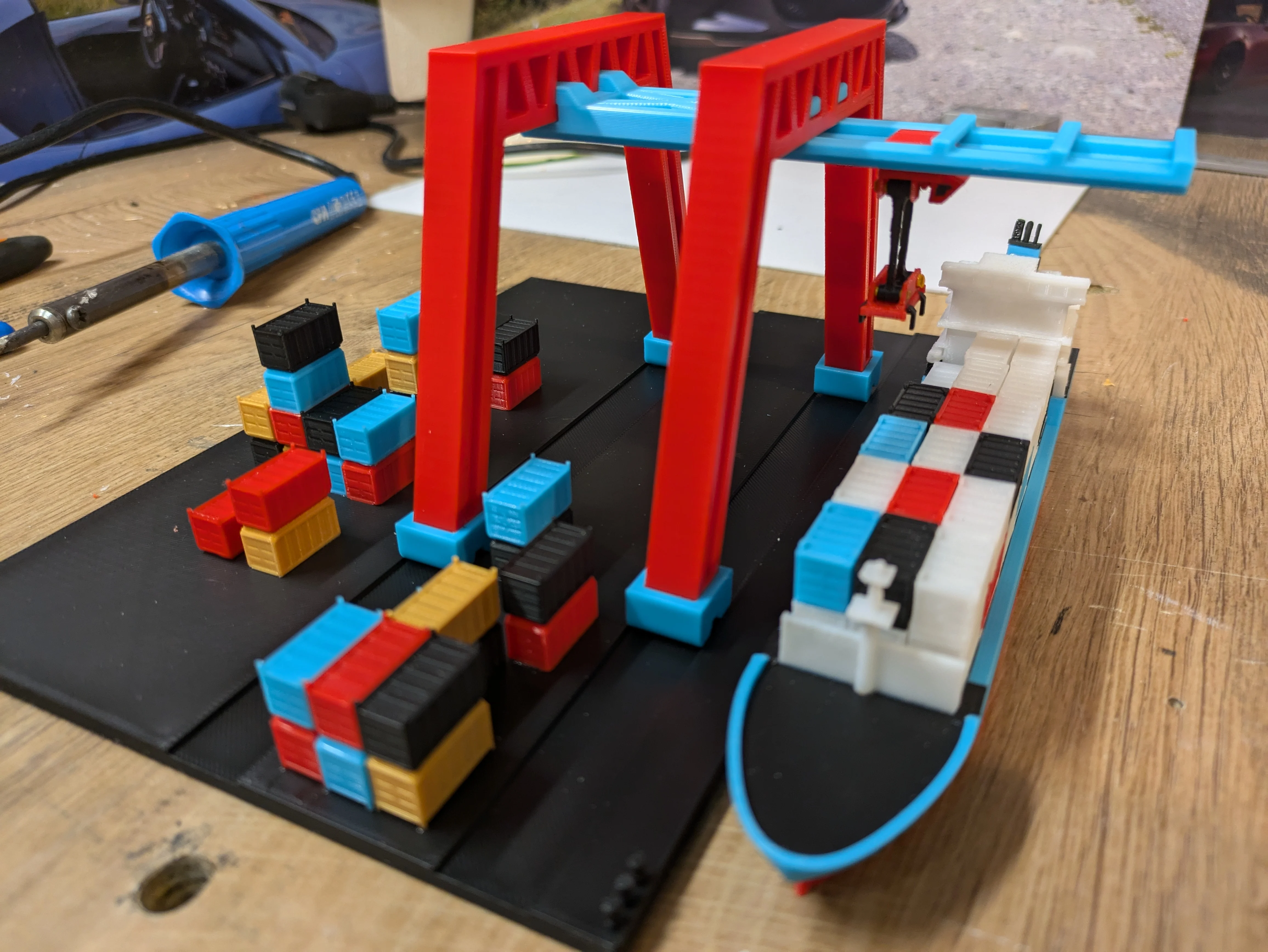 Container Ship (Like Laura Maersk) and Gantry Crane Plus Terminal