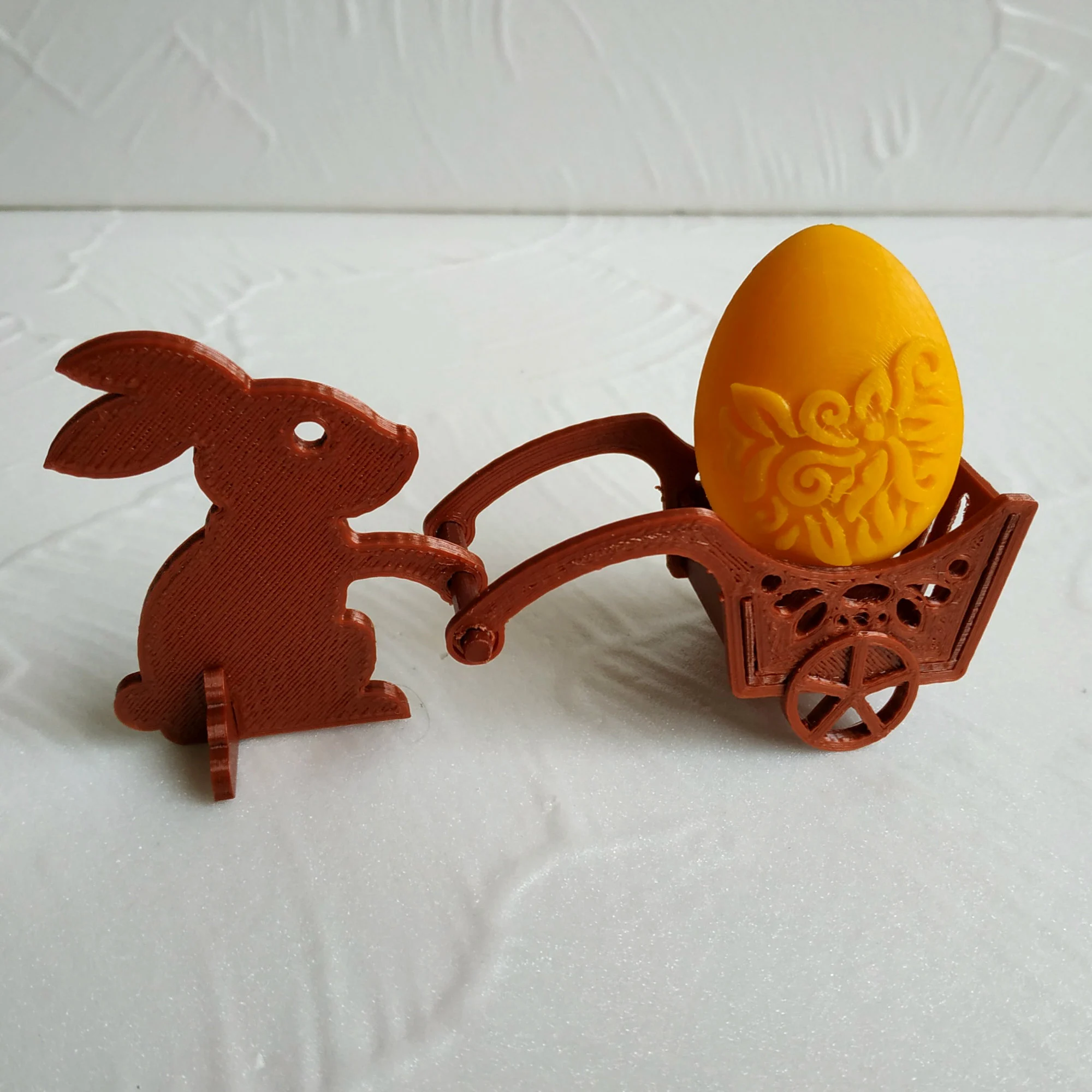 Easter bunny with a handcart