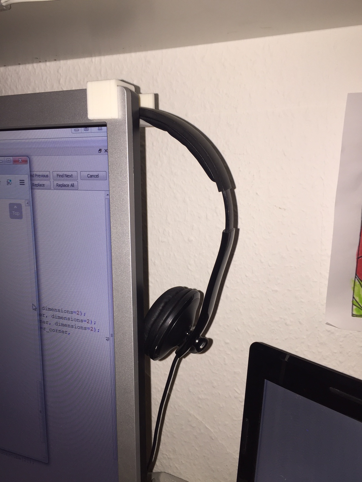 Headset hook for monitor / Kopfhörerhalter - customizable