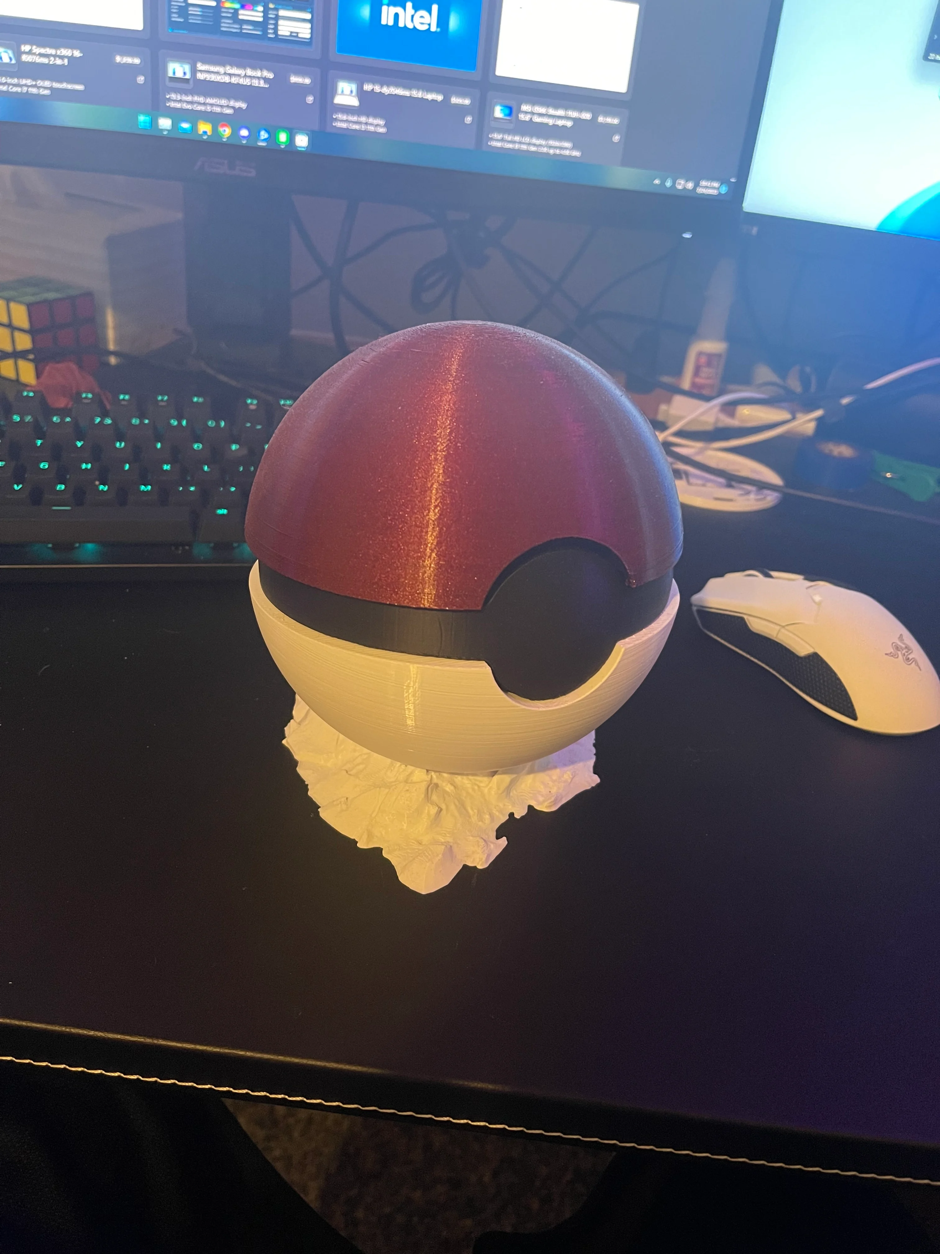 Hinged Pokeball Art w/ hidden compartment for coasters